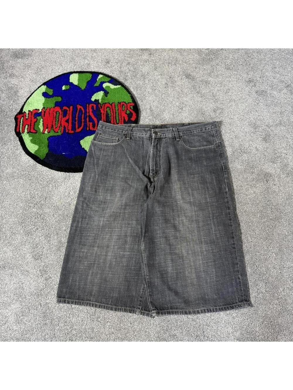 vintage y2k super baggy grunge jorts 2000’s sean john denim